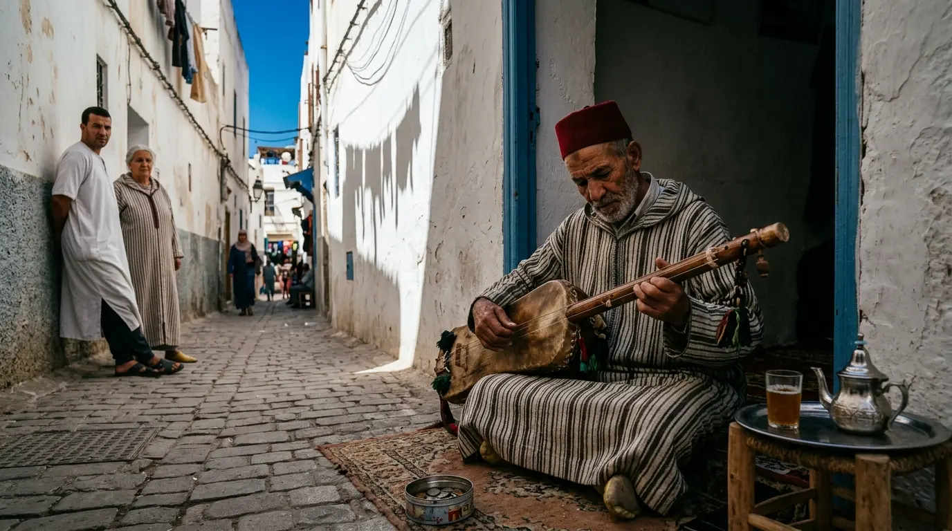 Guembri and incense before the derdeba