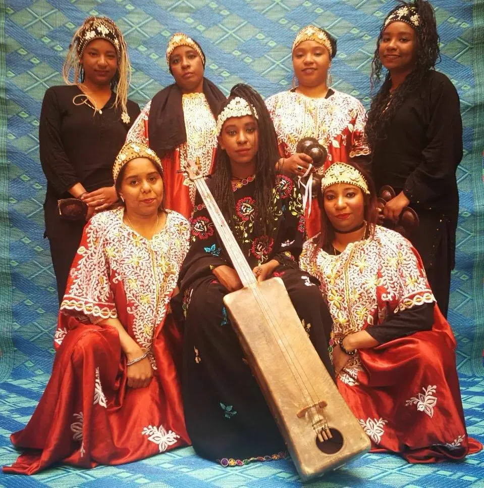Mokhtar with his daughter Sharifa — breaking the gender barrier in Gnawa tradition
