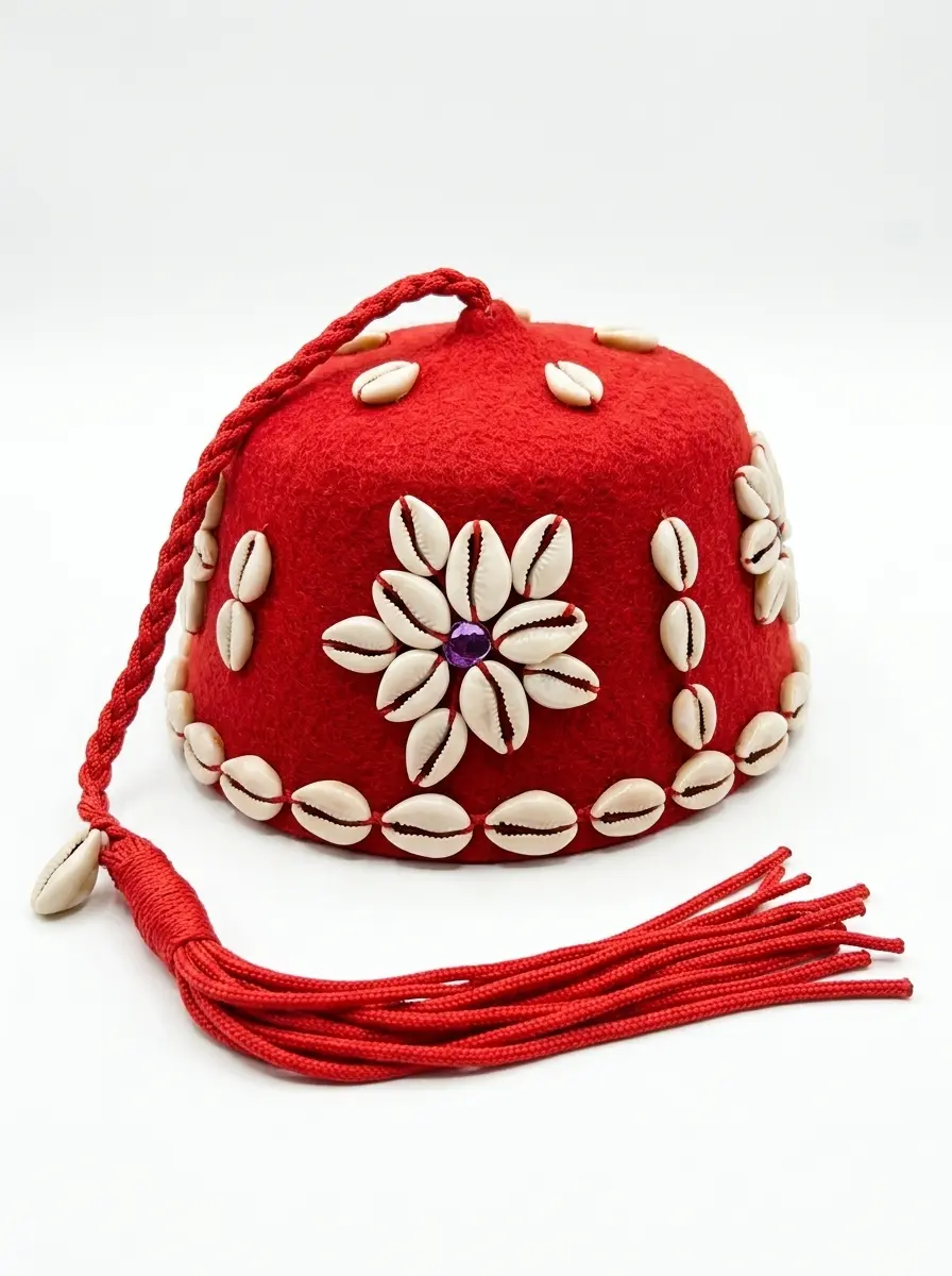 Traditional Moroccan gnawa chachia hat cotton handmade
