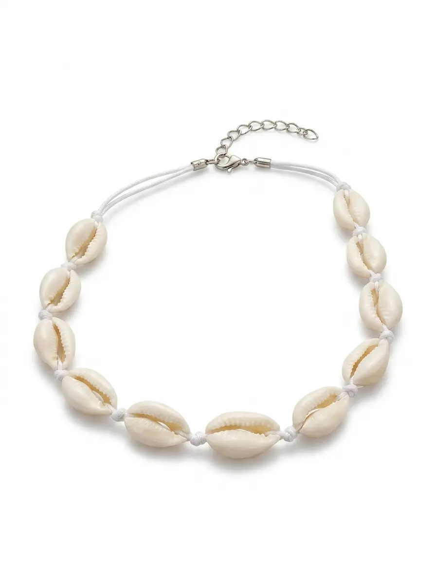 Cowrie shell choker necklace handmade beach jewelry silver plated