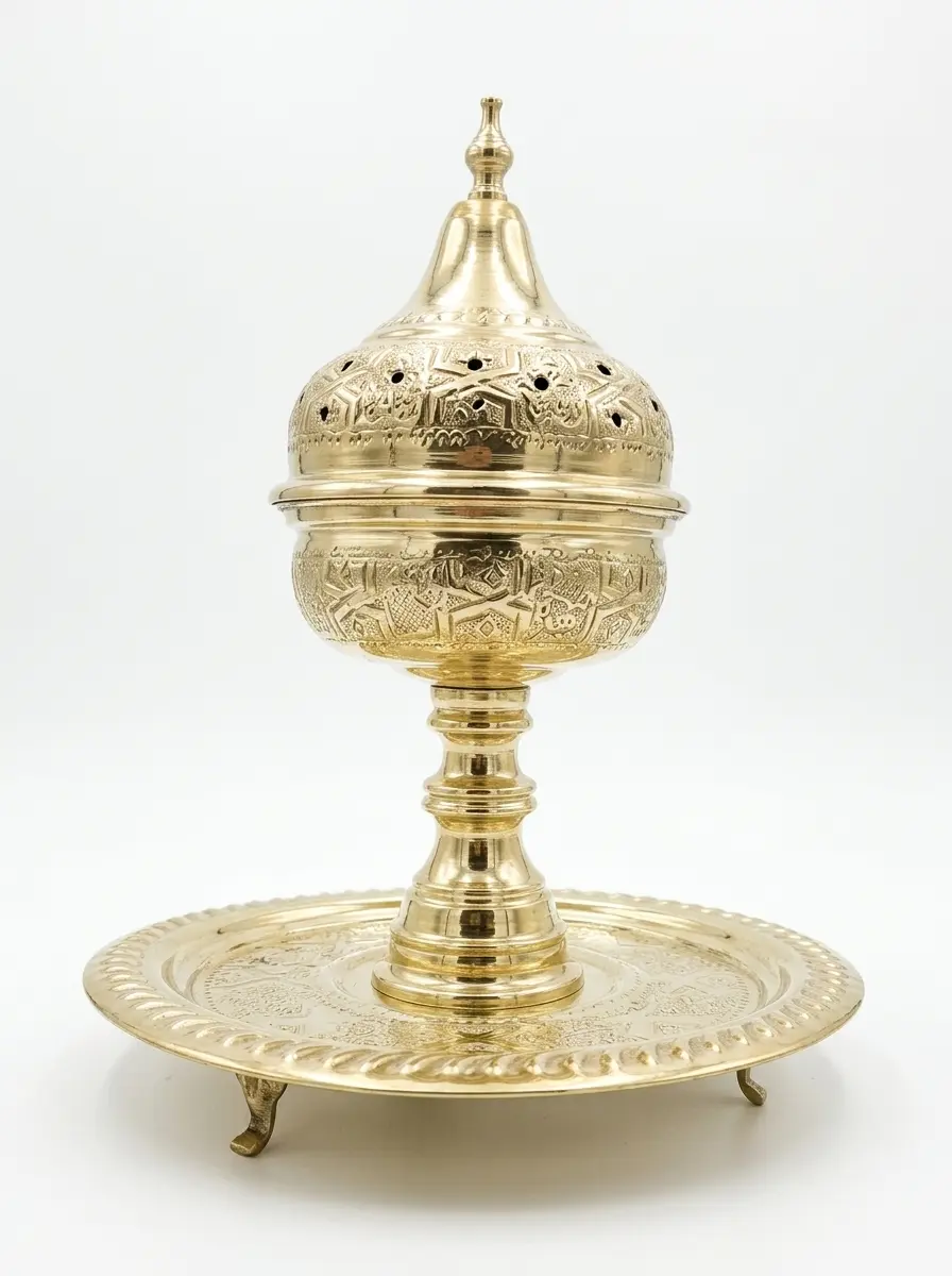 Handmade Moroccan brass incense burner mabkhara traditional engraved copper Fes
